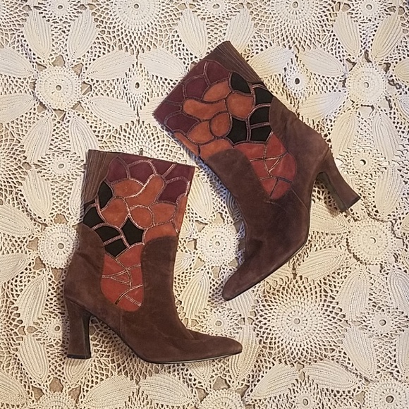 J.Renee Shoes - Vintage leather stained glass style fab boots!
